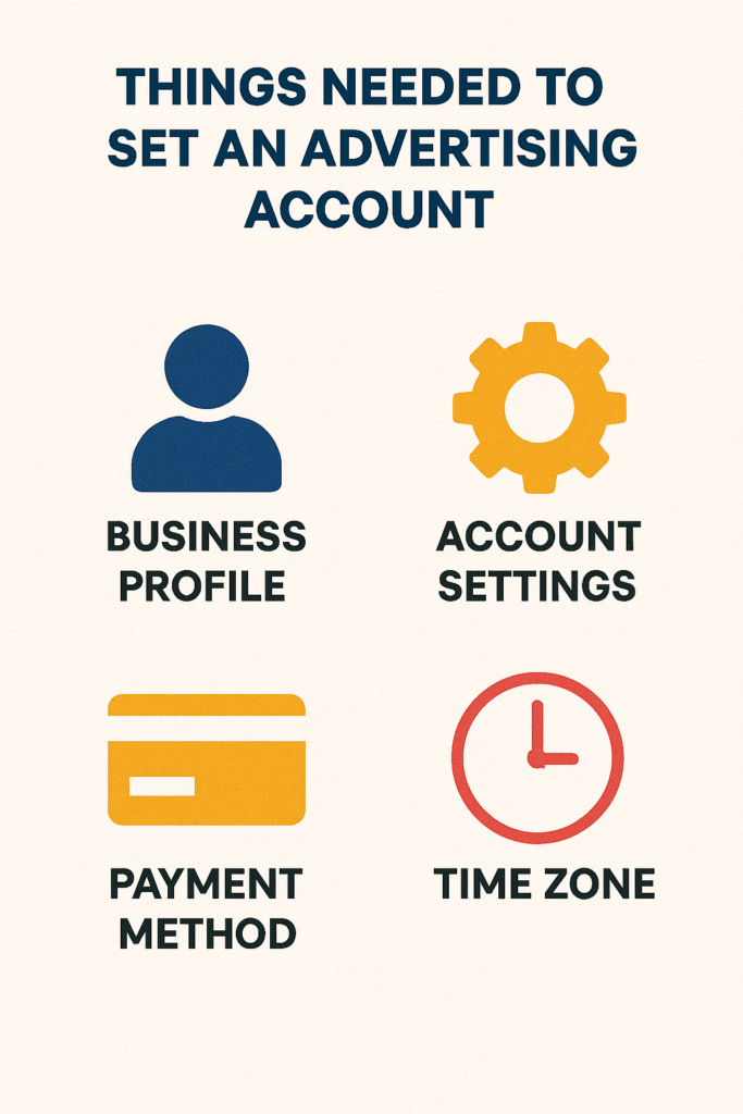 What are the things needed to set an advertising account?​